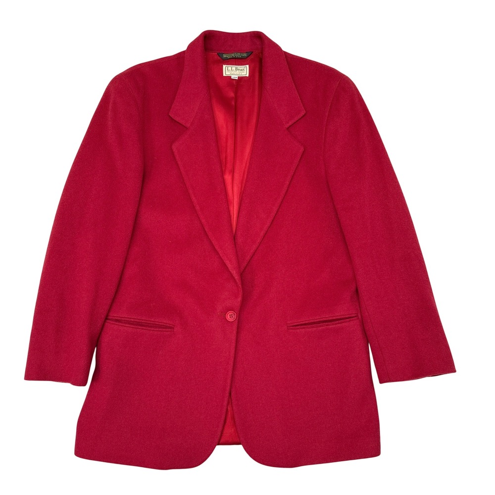 Vintage LL Bean Blazer Jacket Womens Size 10 Red Wool Holidays Made in USA
